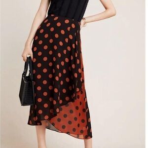 Maeve Anthropologie NWOT asymmetrical maxi pola dot skirt size 1x Classy preppy